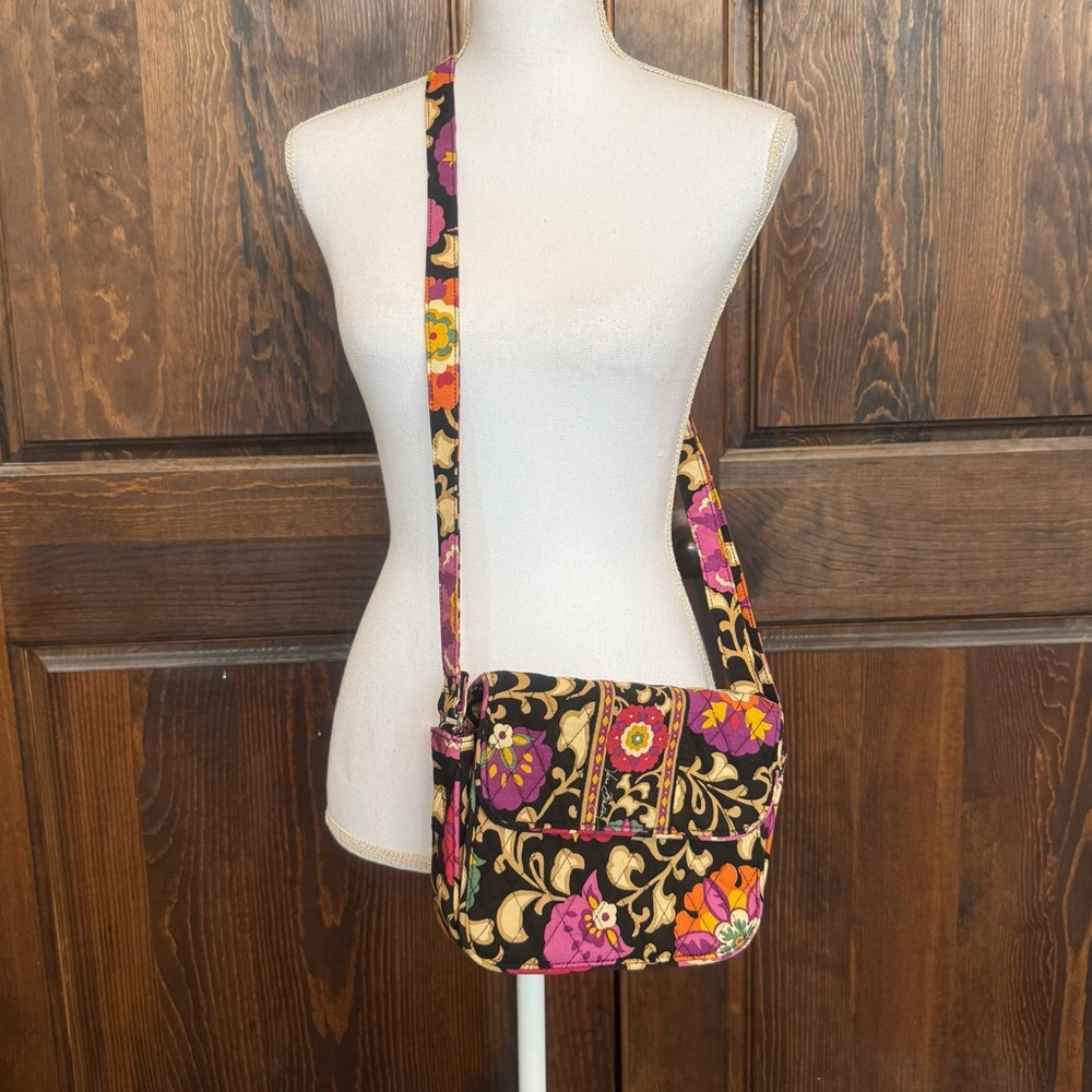 Vera Bradley Suzani Small Purse Crossbody Black Floral Retired Bag